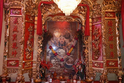 'Kwan Tai Kung, the Great Warrior King, is the main deity in the Chinese Temple on Nawab Tank Road. In the Chinese religious hierarchy he is on par with Confucius, the great teacher and philosopher.